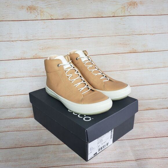 ECCO Women's Leather Kinhin High Top Fashion Sneakers Volluto Shadow White - Picture 1 of 14